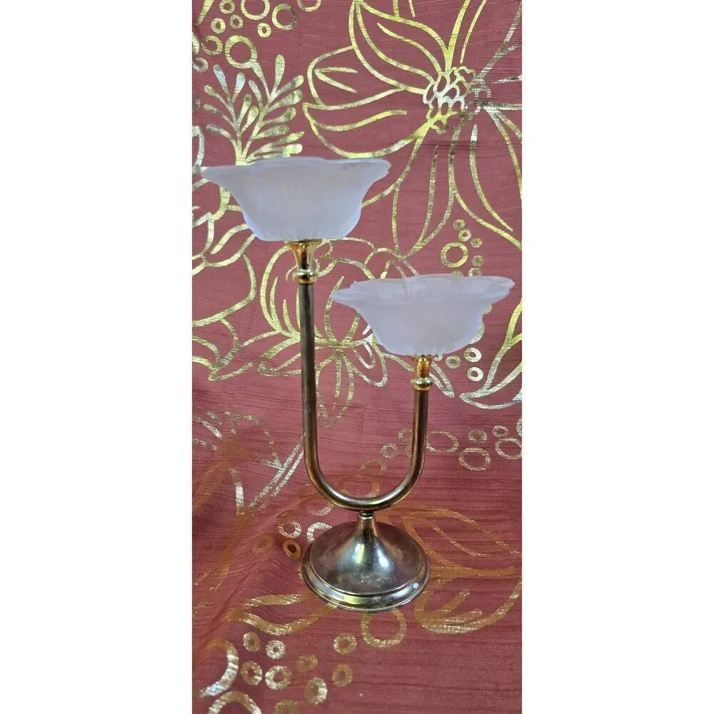 Petunia Floral Gold Taper Candle Holder
